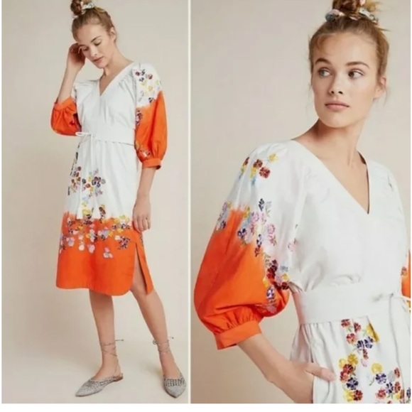 Anthropologie Dresses & Skirts - Anthropologie NEW Women's Clemence Dip Dyes Embroidered Floral Dress Size 4
